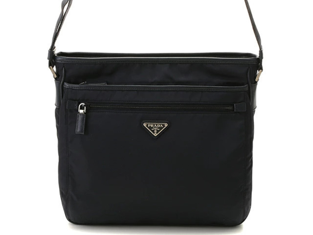 Prada Shoulder Bag Navy Blue Calfskin